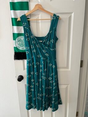 Effie's Heart Teal Floral Surplice Midi Dress
